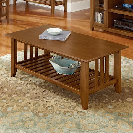 Rectangular Cocktail Table with Slat Shelf